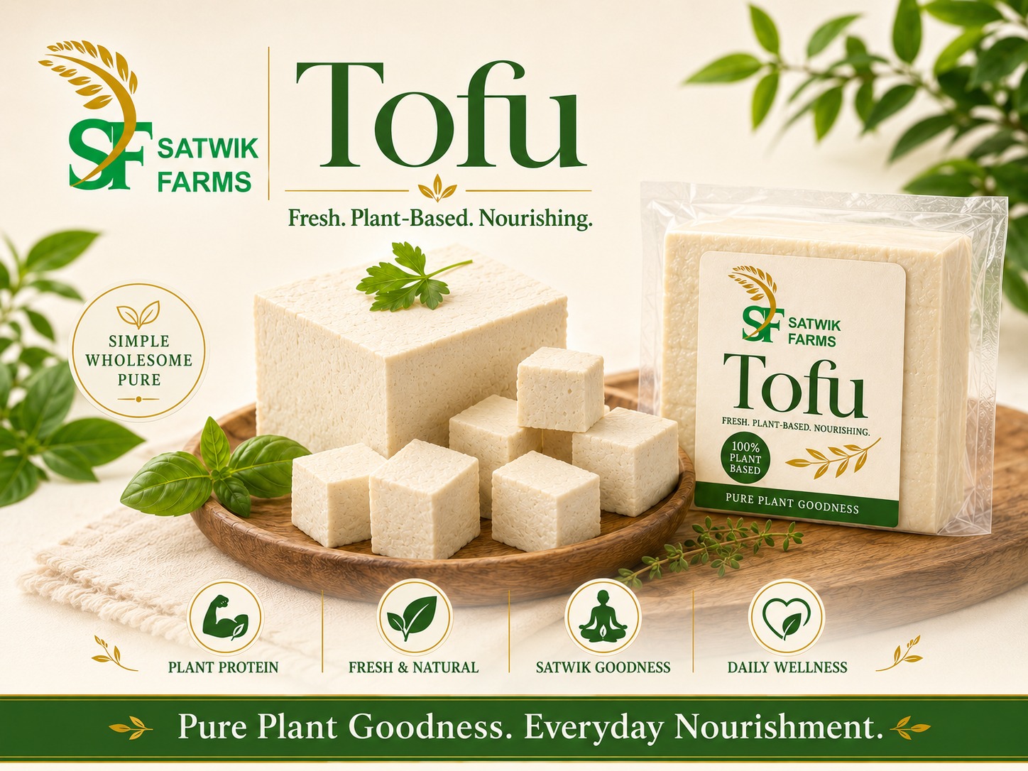 Satwik Farms Tofu — fresh, plant-based and nourishing; a complete-protein bean curd made for everyday wellness